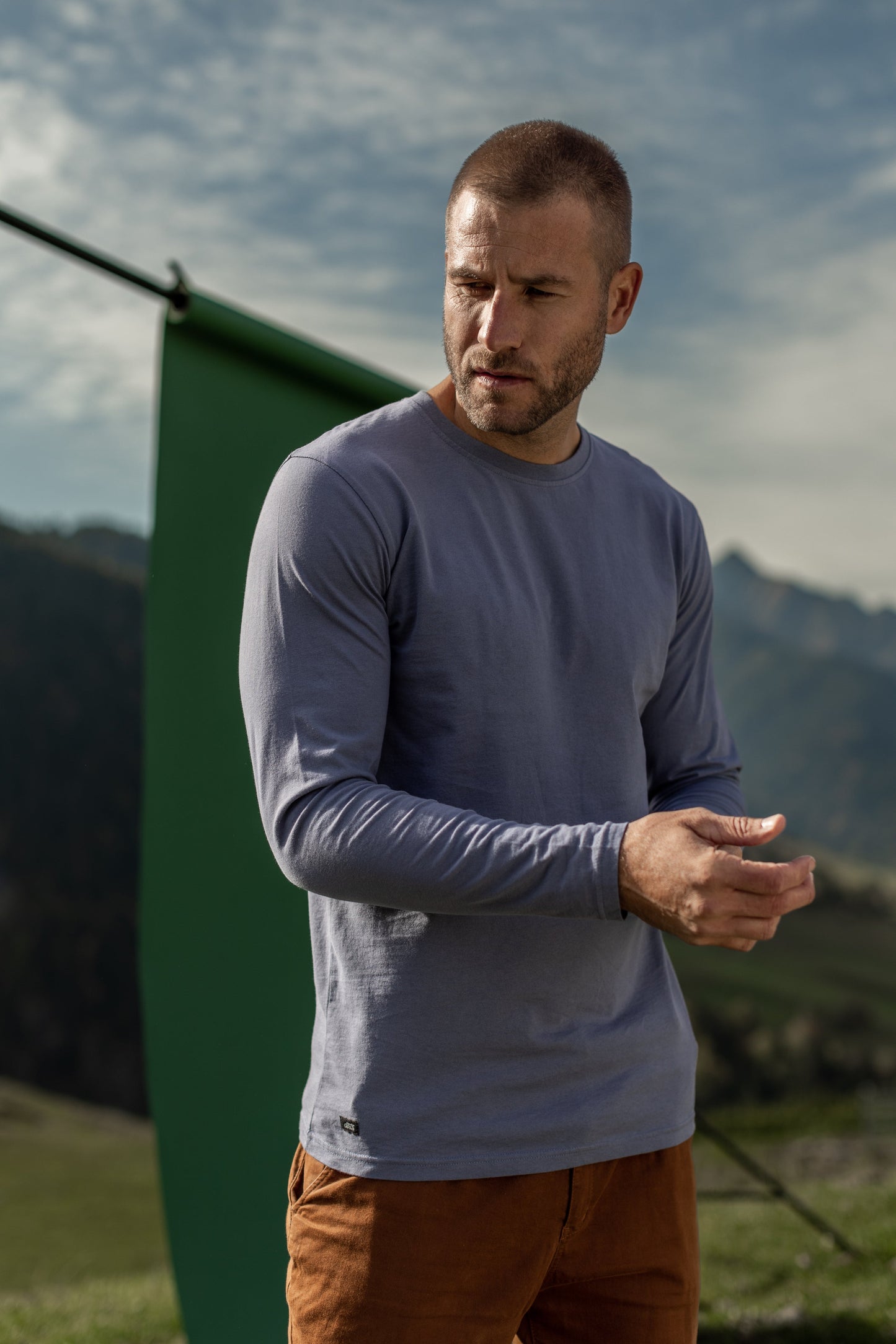 Chemise à Manches Longues en Coton Recyclé, Aquamarine