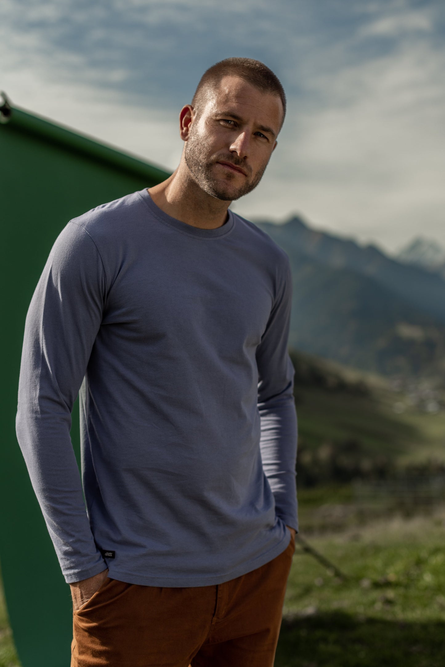 Chemise à Manches Longues en Coton Recyclé, Aquamarine