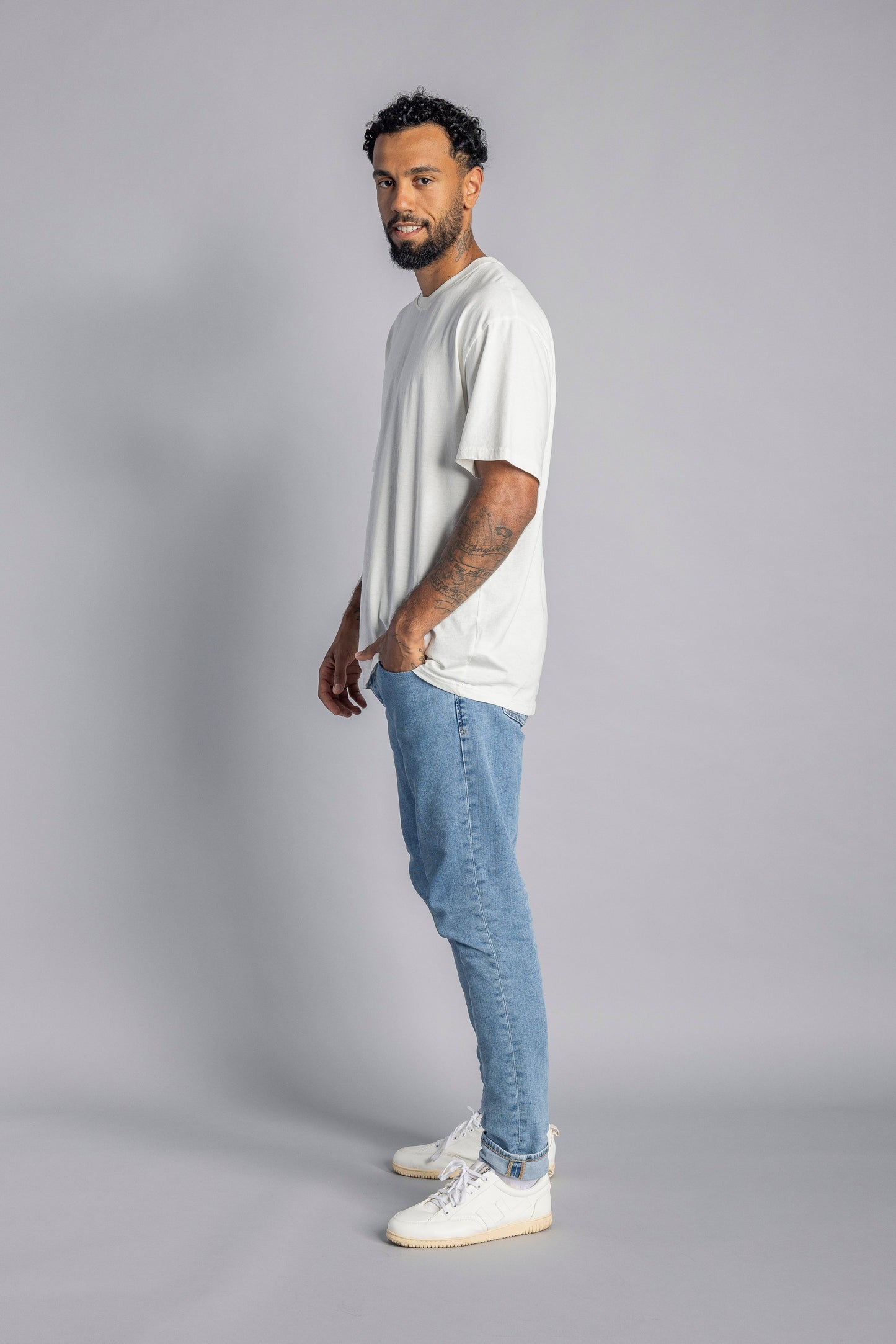 T-shirt oversize en coton recyclé, blanc cassé