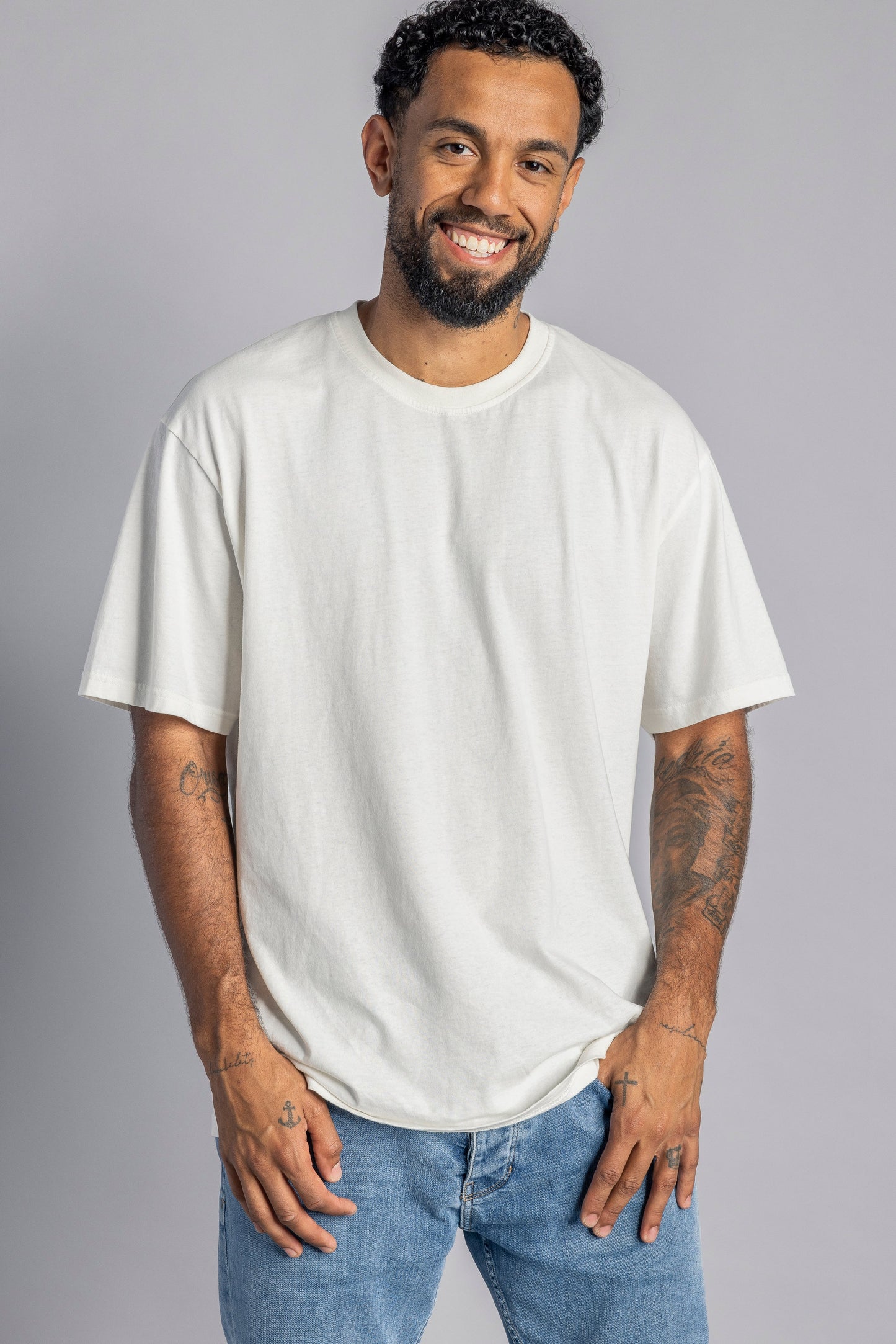 T-shirt oversize en coton recyclé, blanc cassé