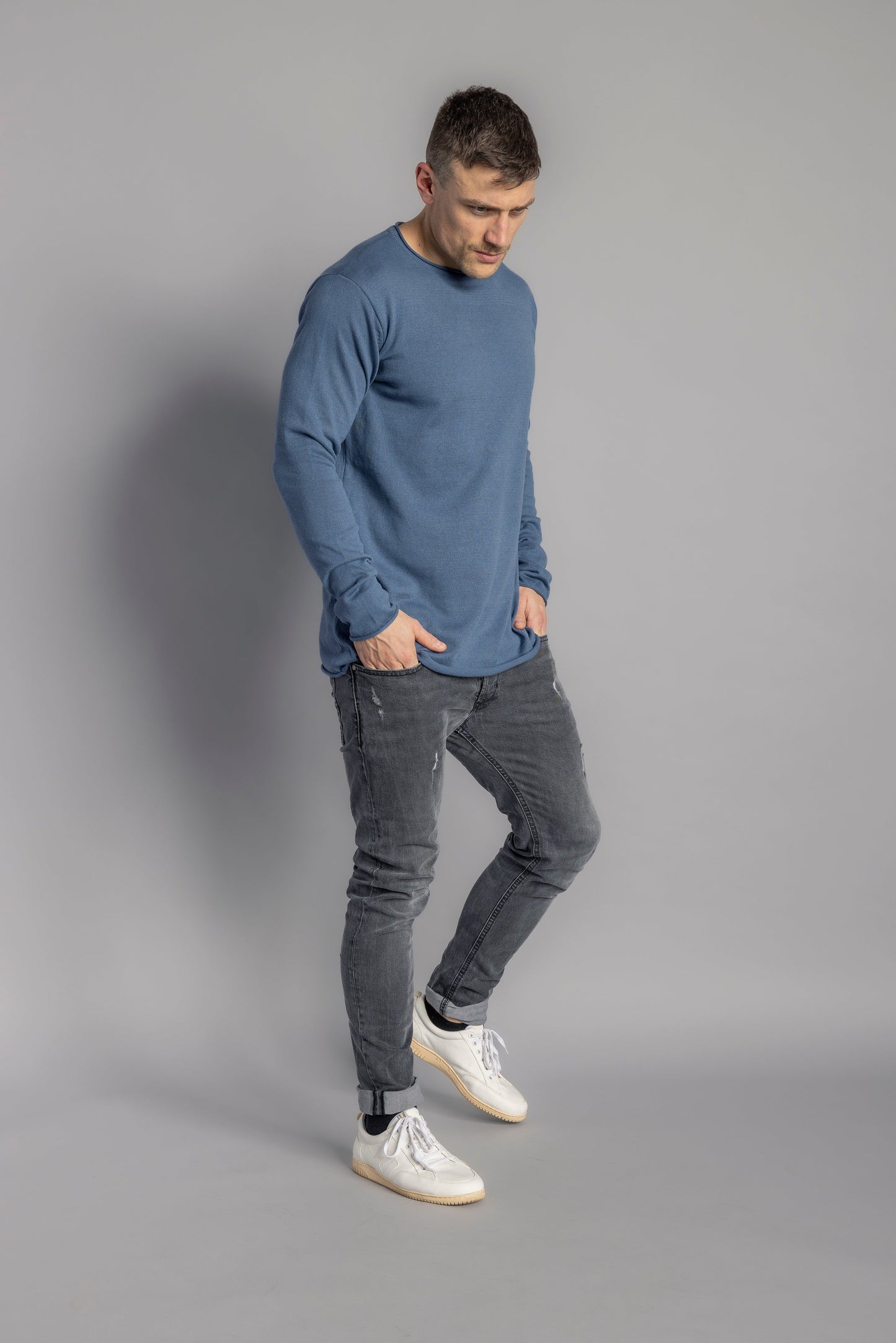 Strick-Longsleeve, Stone Blue