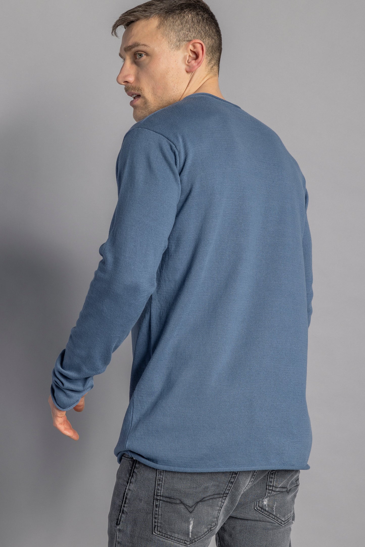 Strick-Longsleeve, Stone Blue