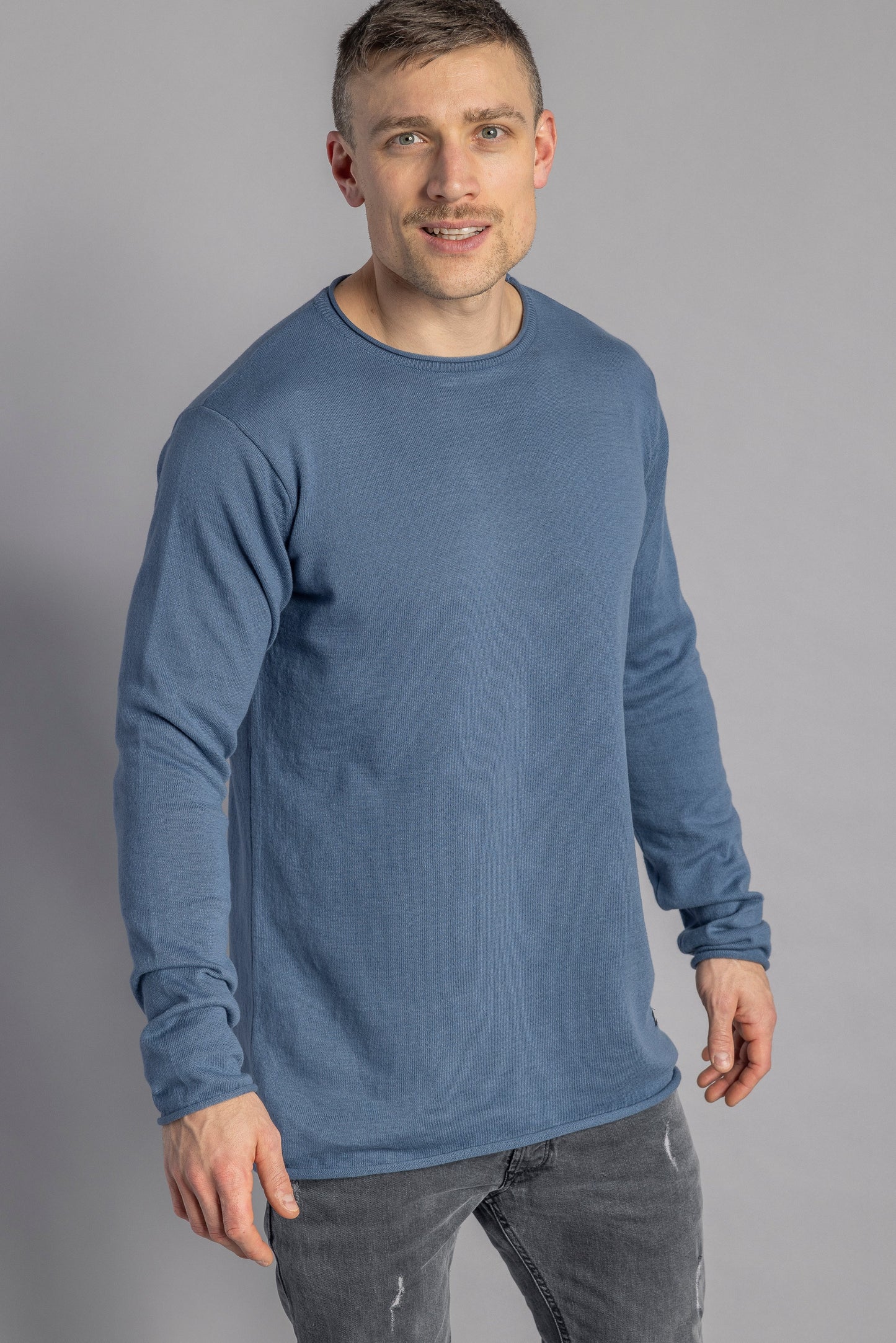 Strick-Longsleeve, Stone Blue