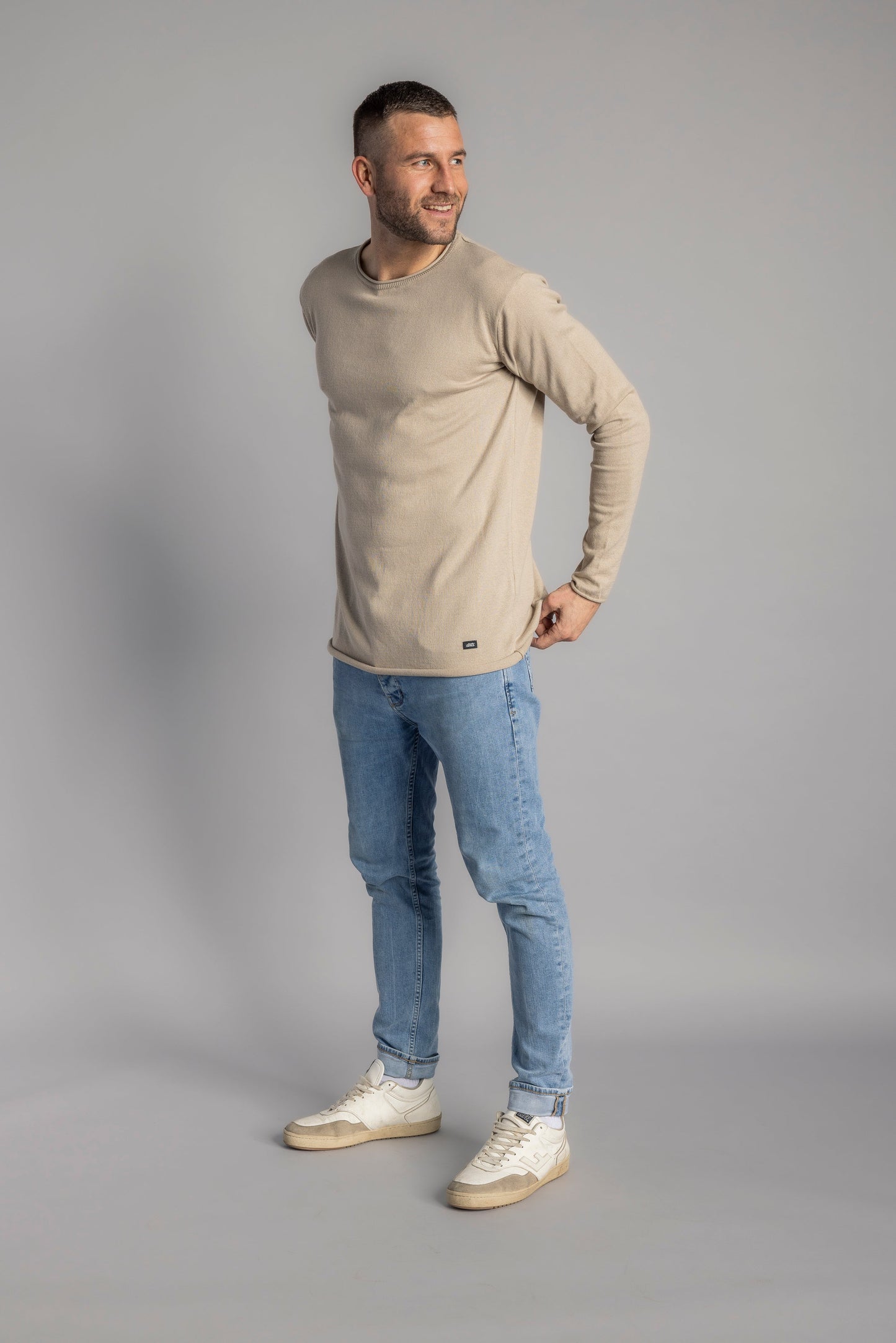 Strick-Longsleeve, Cold Beige