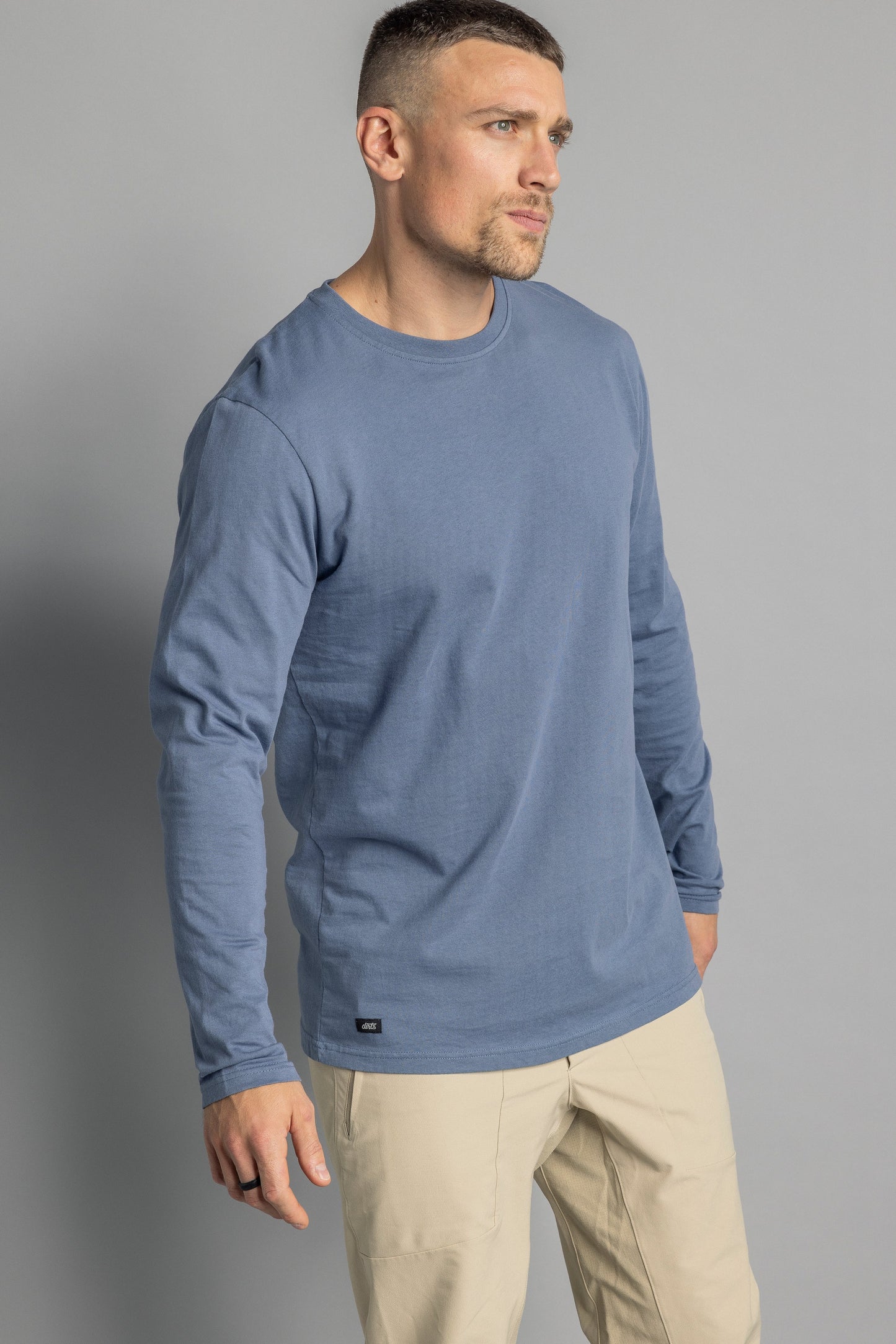 Recycled Cotton Longsleeve Shirt, Aquamarin