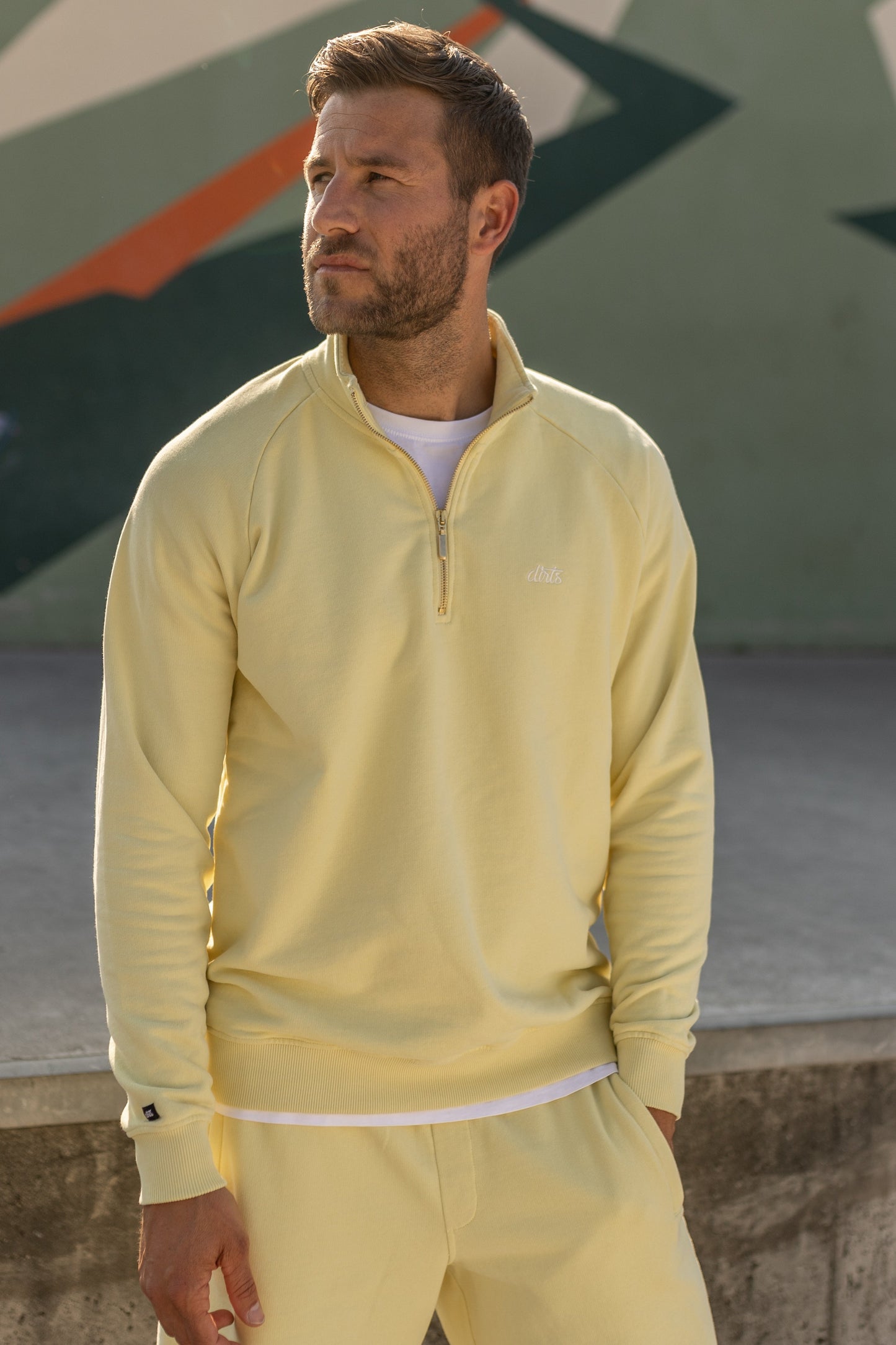 Quarter Zip Raglan Unisex, Zitrone