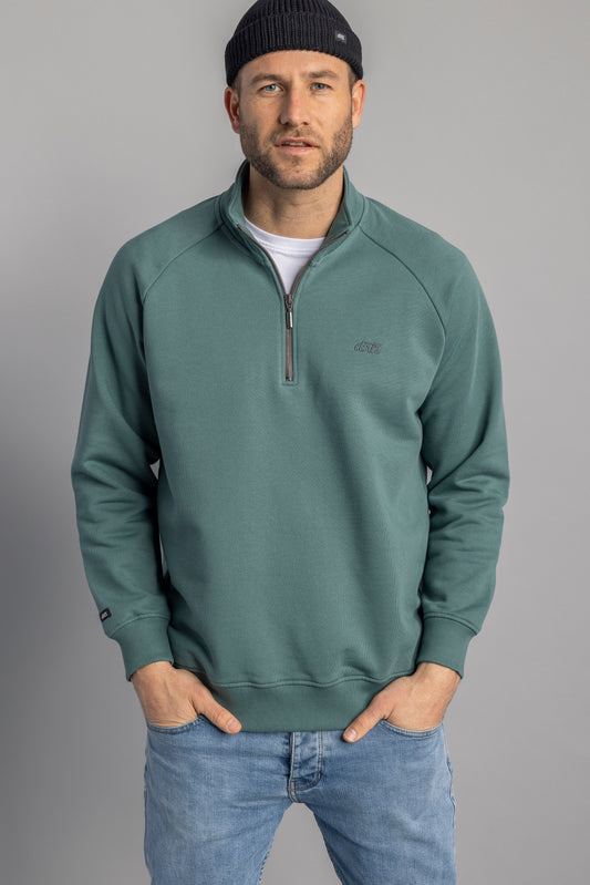 Quarter Zip Raglan Unisexe, Silver Pine